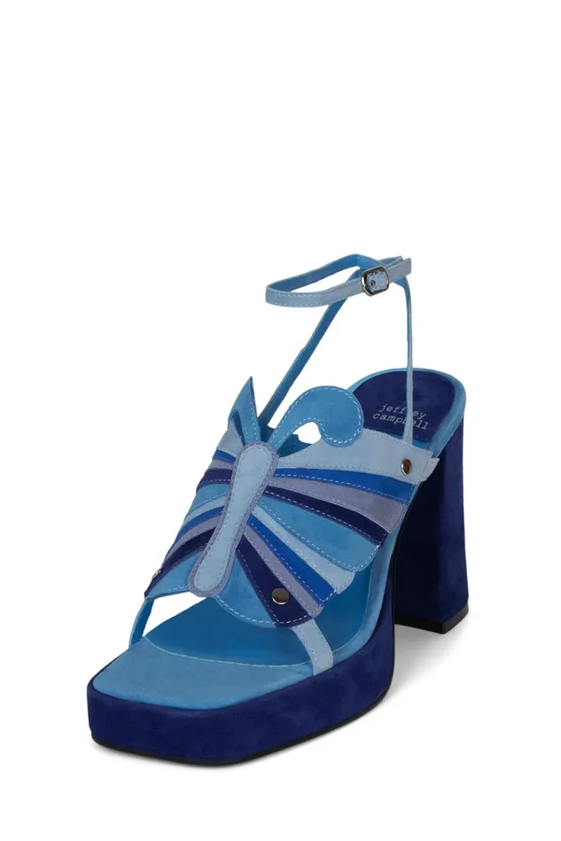 Women Jeffrey Campbell Sandal MONARCHL Blue Suede Combo