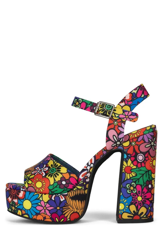 Women Jeffrey Campbell Sandal SUMMERS3 Red Pink Multi Floral