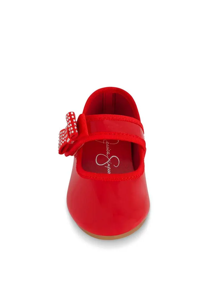 Women Jessica Simpson Kids Toddler Amy Crystal Bow Ballet Flat In Red