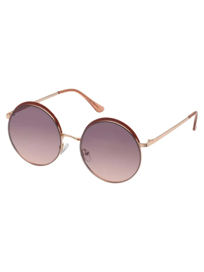 Women Jessica Simpson Sunglasses Vintage Round Metal Sunglasses In Rose Gold and Tan Women Jessica Simpson Sunglasses Vintage Round Metal Sunglasses In Rose Gold and Tan