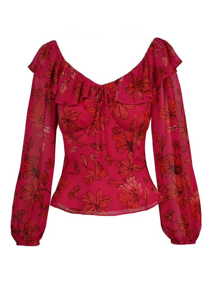 Women Jessica Simpson Tops and Tees Aki Blouse In Outlines Blossoms
