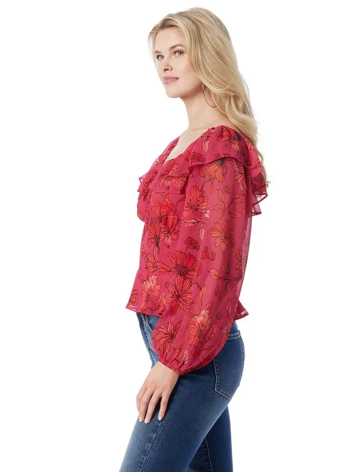 Women Jessica Simpson Tops and Tees Aki Blouse In Outlines Blossoms