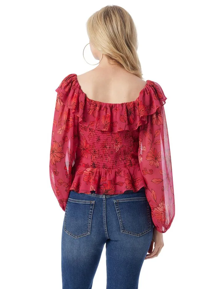 Women Jessica Simpson Tops and Tees Aki Blouse In Outlines Blossoms