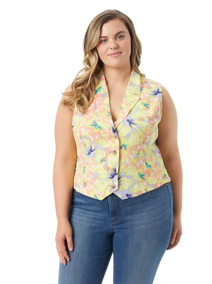 Women Jessica Simpson Tops and Tees Embla Vest In Candy Hibiscus