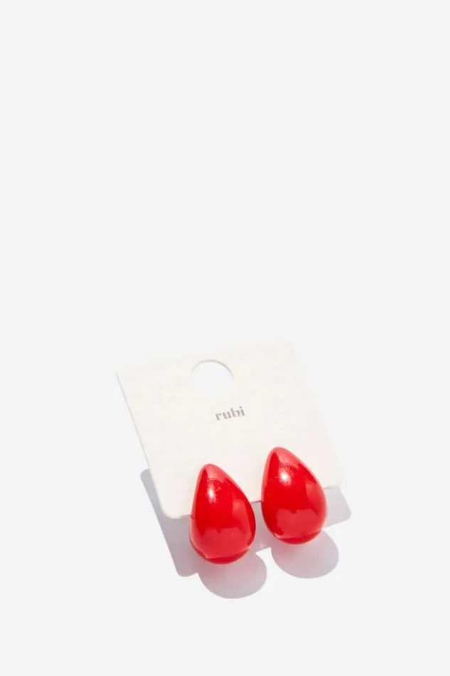 Women Jewelry Cotton On Small Charm Earring Up Red Teardrop