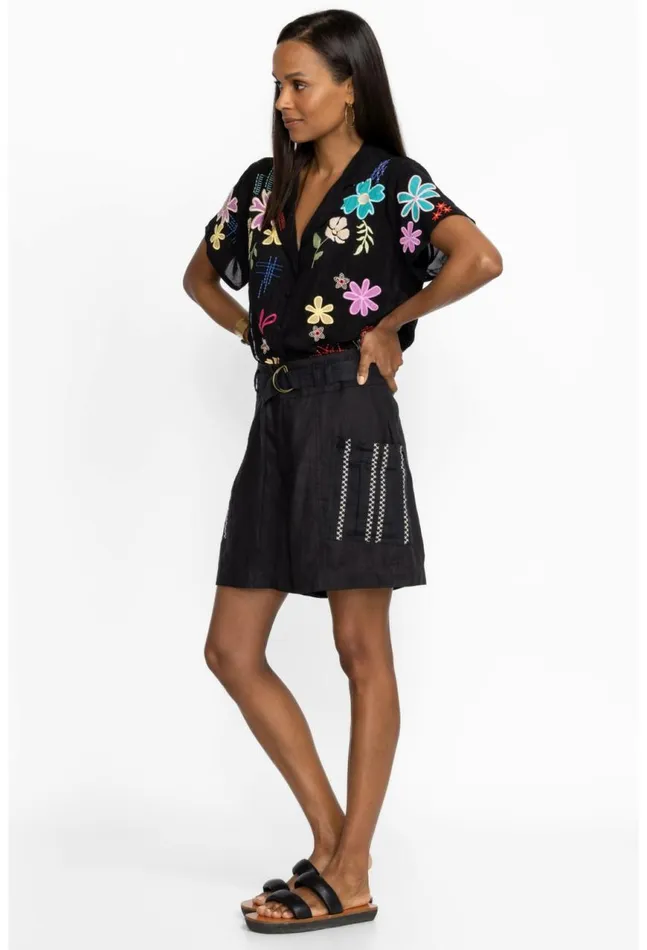 Women Joni Belted Cargo Short Black Johnny Was Bottoms
