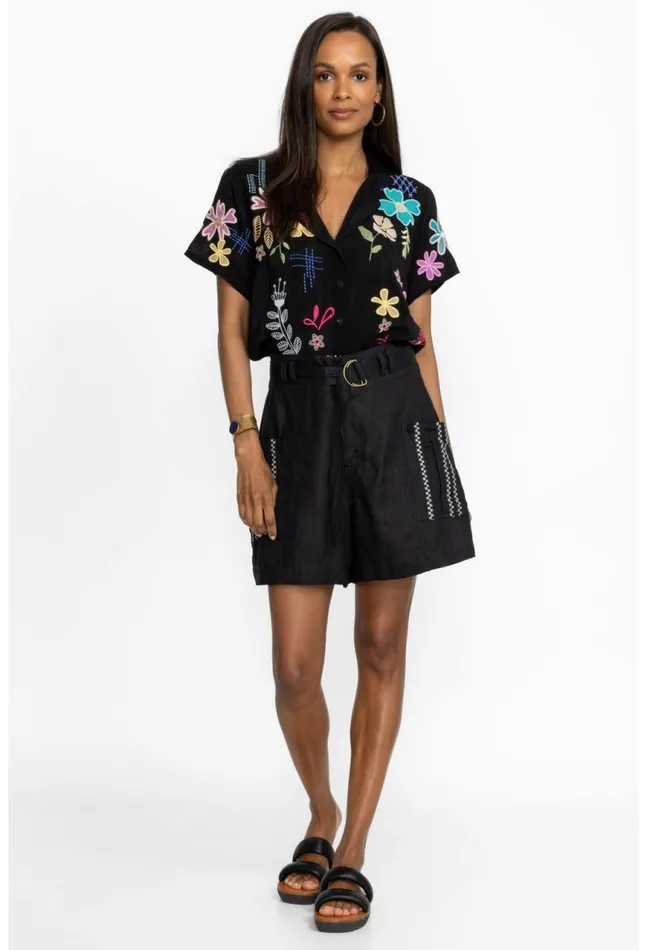 Women Joni Belted Cargo Short Black Johnny Was Bottoms
