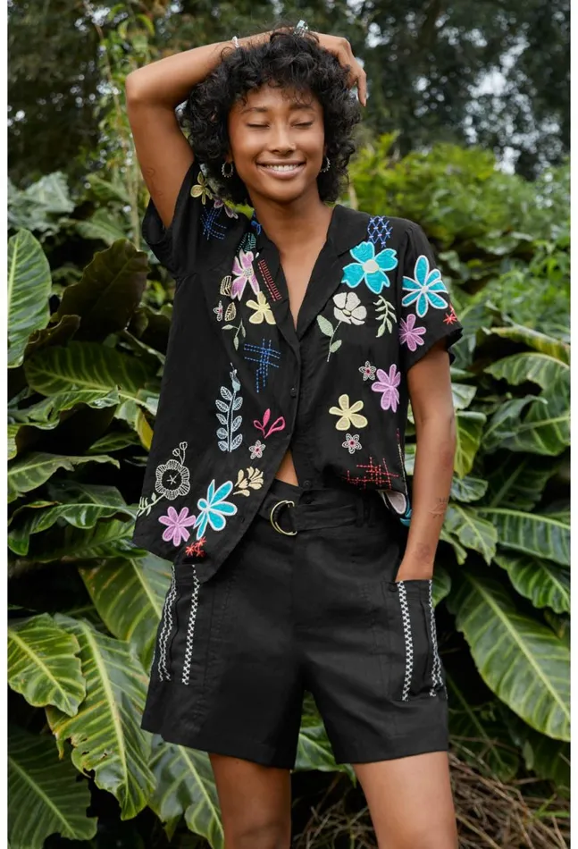 Women Joni Belted Cargo Short Black Johnny Was Bottoms
