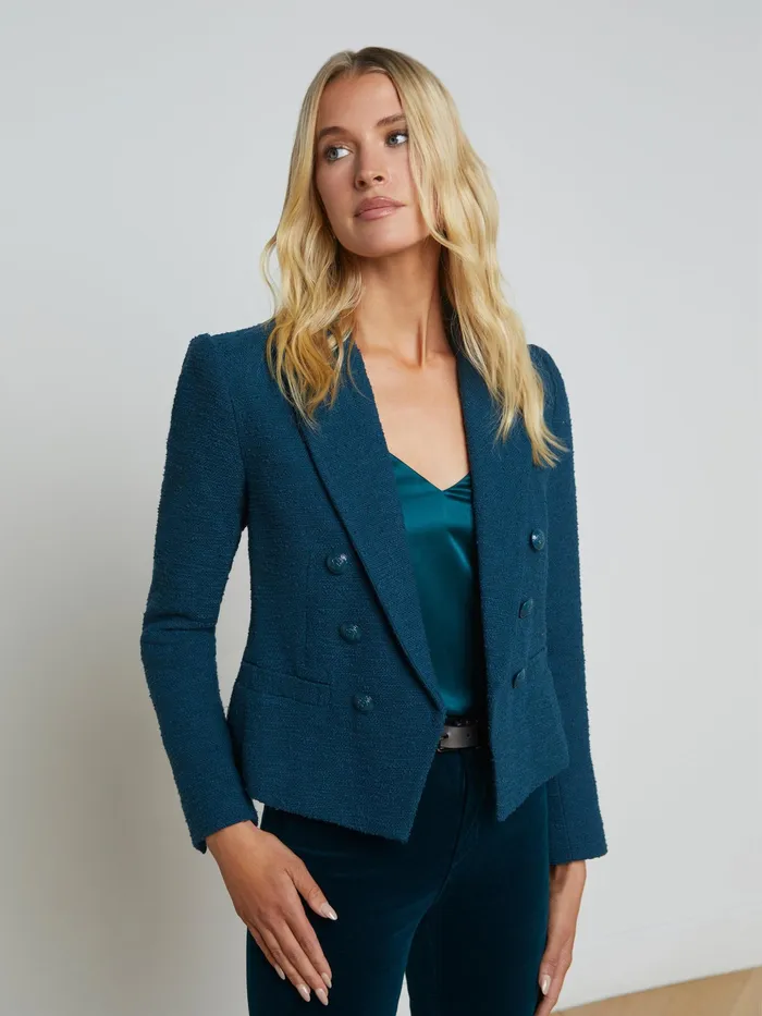 Women L039Agence Blazers and Jackets New Brooke OpenFront Blazer Deep Tealrococo Women L039Agence Blazers and Jackets New Brooke OpenFront Blazer Deep Tealrococo