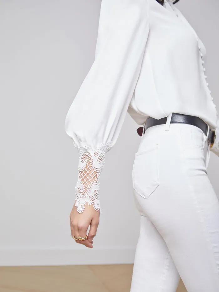 Women L039Agence Blouses and Tops Ava Blouse Ivory Women L039Agence Blouses and Tops Ava Blouse Ivory