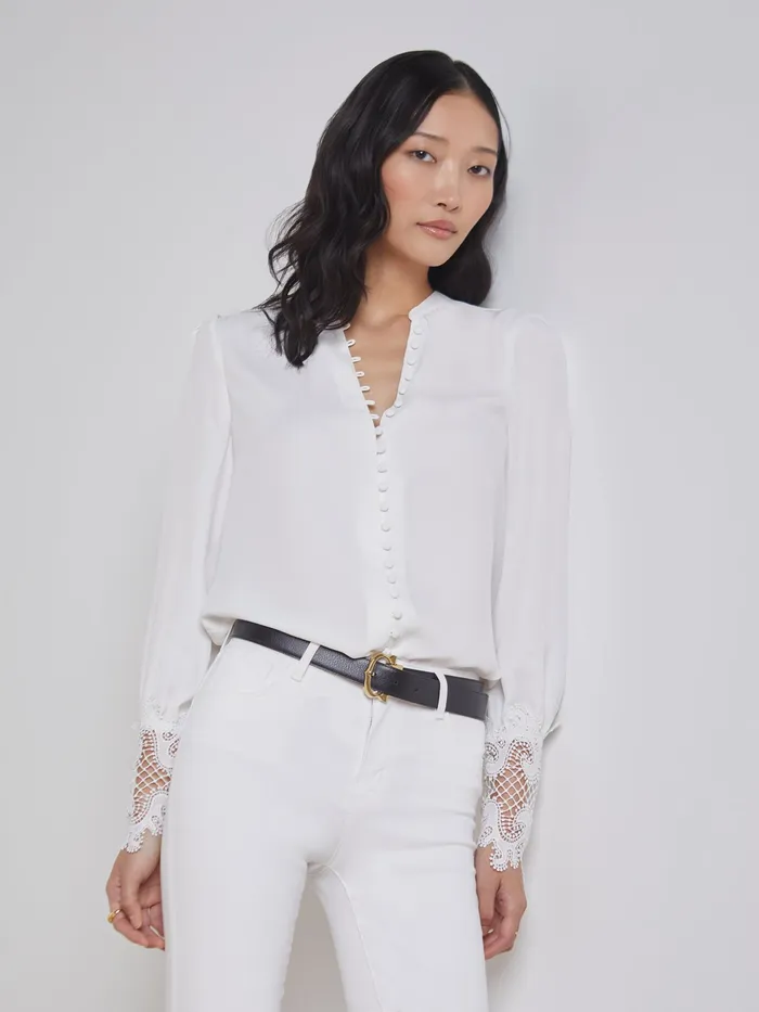 Women L039Agence Blouses and Tops Ava Blouse Ivory Women L039Agence Blouses and Tops Ava Blouse Ivory