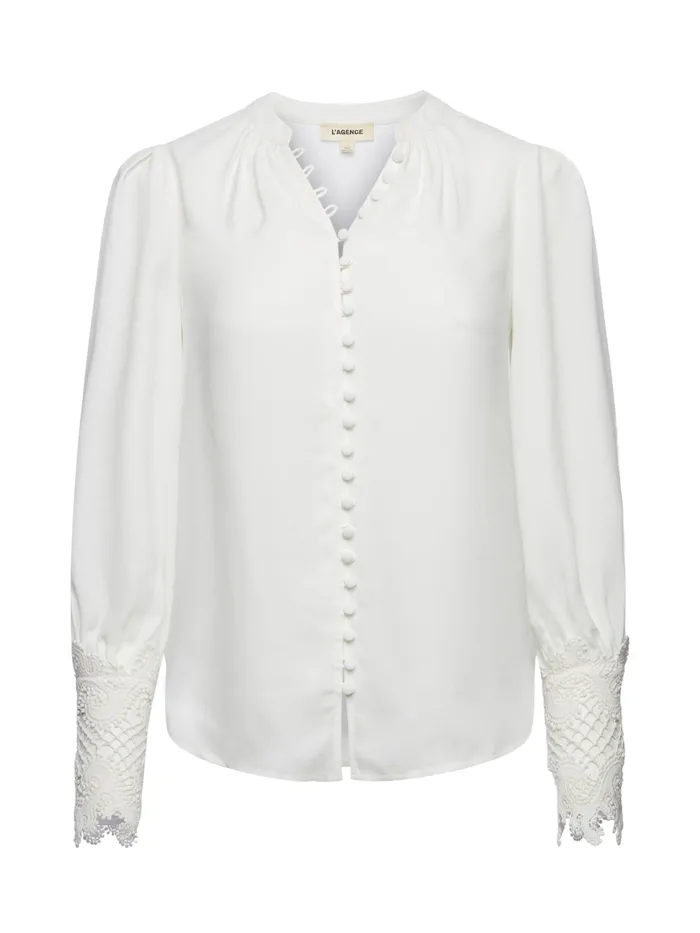 Women L039Agence Blouses and Tops Ava Blouse Ivory Women L039Agence Blouses and Tops Ava Blouse Ivory