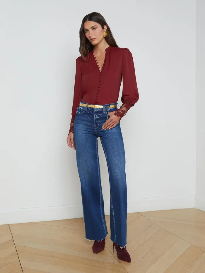 Women L039Agence Blouses and Tops Ava Blouse Syrah Women L039Agence Blouses and Tops Ava Blouse Syrah
