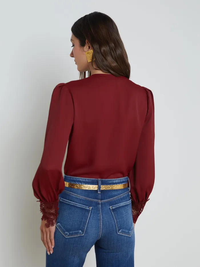 Women L039Agence Blouses and Tops Ava Blouse Syrah Women L039Agence Blouses and Tops Ava Blouse Syrah
