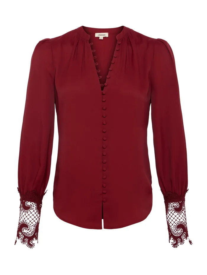 Women L039Agence Blouses and Tops Ava Blouse Syrah Women L039Agence Blouses and Tops Ava Blouse Syrah