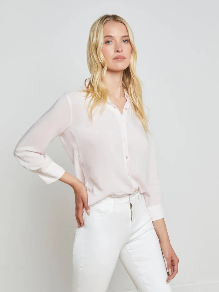 Women L039Agence Blouses and Tops Marlene Blouse Baby Pinkwhite Contrast Women L039Agence Blouses and Tops Marlene Blouse Baby Pinkwhite Contrast