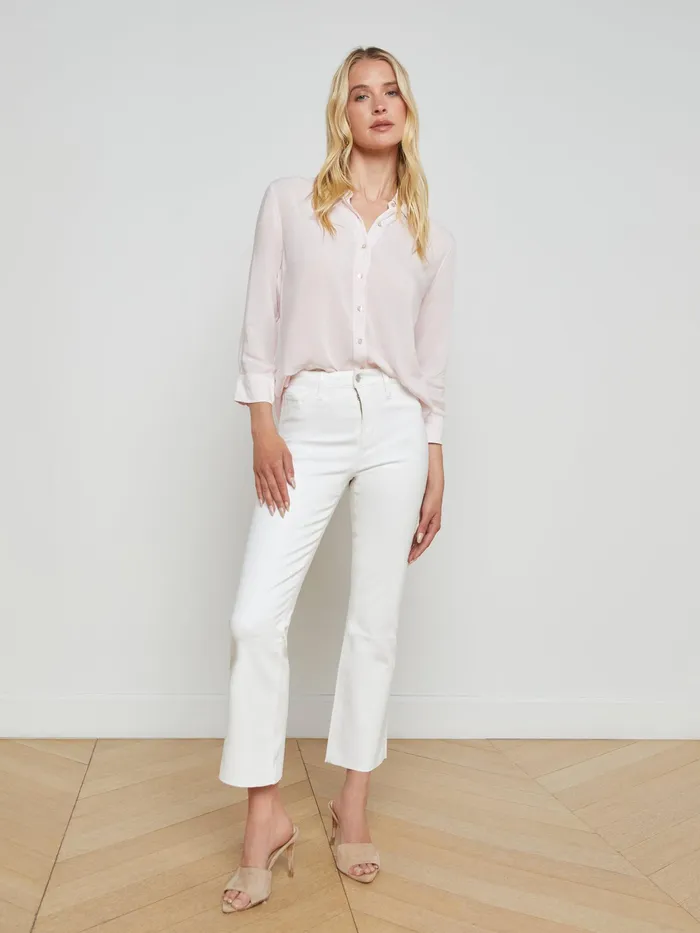 Women L039Agence Blouses and Tops Marlene Blouse Baby Pinkwhite Contrast Women L039Agence Blouses and Tops Marlene Blouse Baby Pinkwhite Contrast