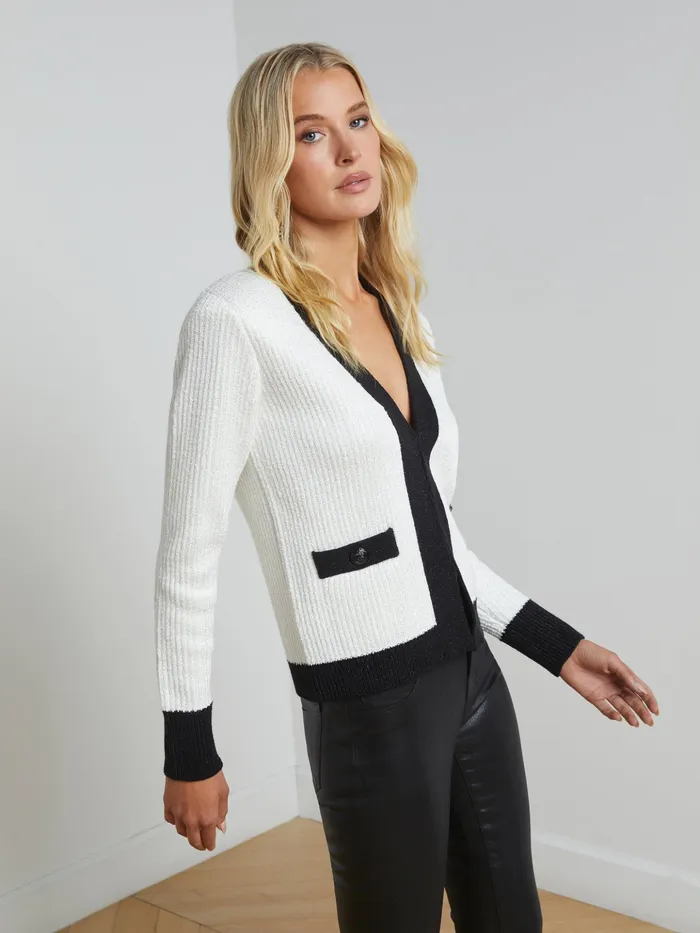 Women L039Agence Knitwear Jinny Sequin Cardigan Ivory Sequinblack Women L039Agence Knitwear Jinny Sequin Cardigan Ivory Sequinblack