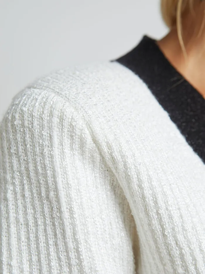 Women L039Agence Knitwear Jinny Sequin Cardigan Ivory Sequinblack Women L039Agence Knitwear Jinny Sequin Cardigan Ivory Sequinblack