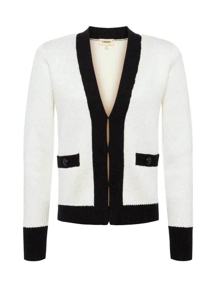 Women L039Agence Knitwear Jinny Sequin Cardigan Ivory Sequinblack Women L039Agence Knitwear Jinny Sequin Cardigan Ivory Sequinblack