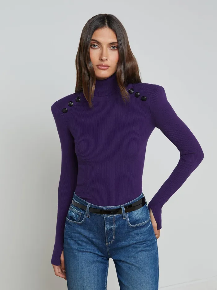 Women L039Agence Knitwear Reeves Turtleneck Deep Purpleblack