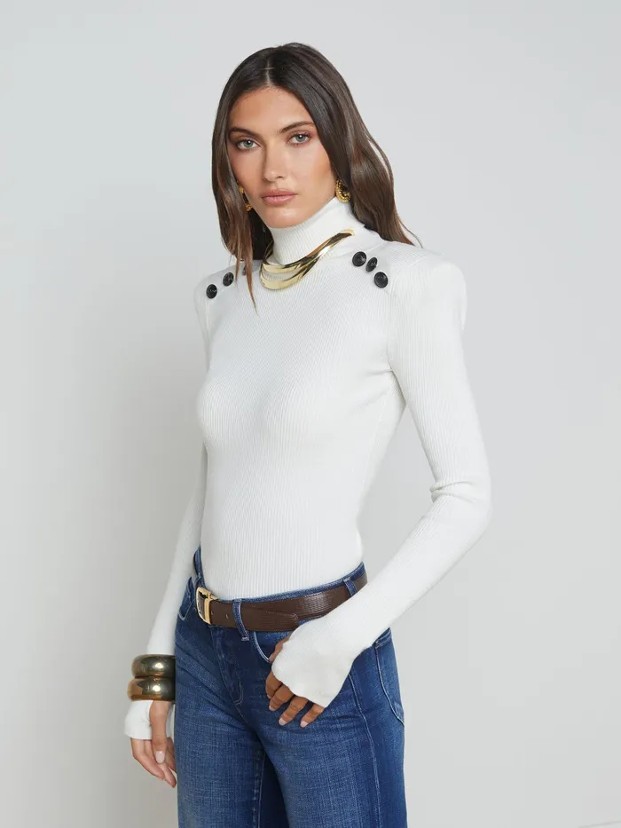 Women L039Agence Knitwear Reeves Turtleneck Ivoryblack Women L039Agence Knitwear Reeves Turtleneck Ivoryblack