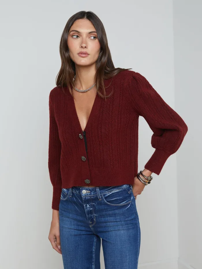Women L039Agence Knitwear Talulla Cardigan Syrah Women L039Agence Knitwear Talulla Cardigan Syrah