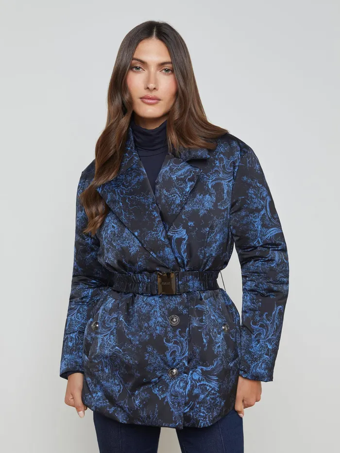 Women L039Agence Outerwear New Willene Down Puffer Jacket Blackperiwinkle Rococo Toile Women L039Agence Outerwear New Willene Down Puffer Jacket Blackperiwinkle Rococo Toile