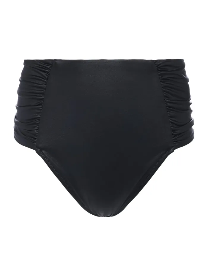 Women L039Agence Swimwear Vanessa Faux Leather Bikini Bottom Black Leather