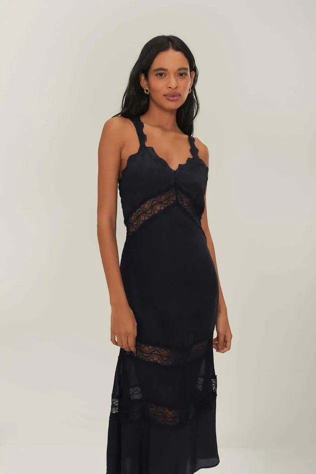 Women Maxi Dresses Farm Rio Black Sleeveless Maxi Dress