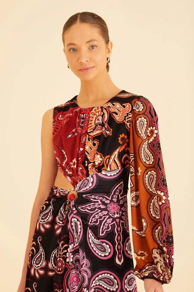 Women Maxi Dresses Farm Rio Black Sweet Mermaids One Shoulder Maxi Dress