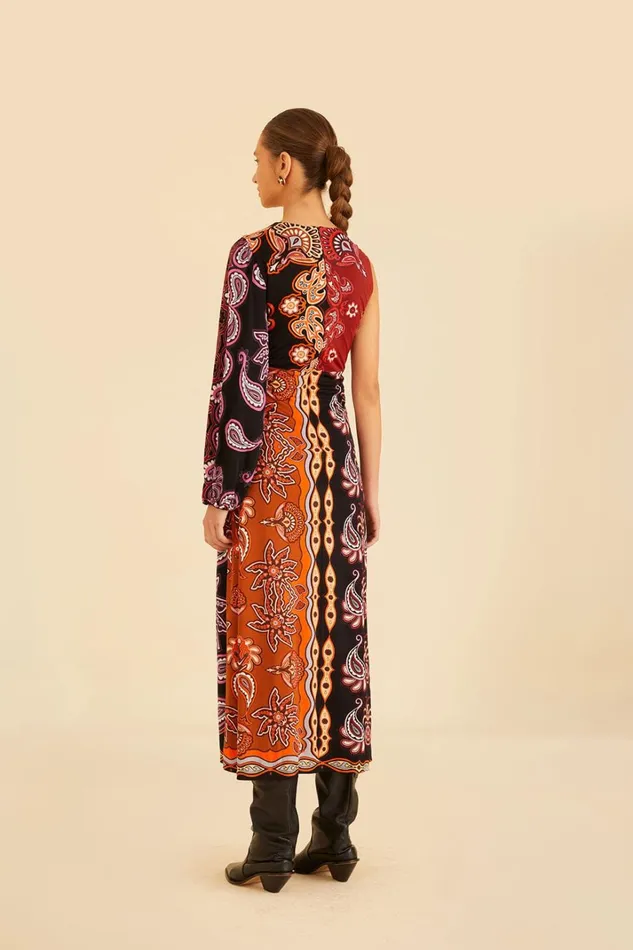 Women Maxi Dresses Farm Rio Black Sweet Mermaids One Shoulder Maxi Dress
