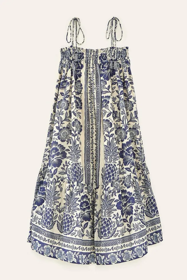 Women Maxi Dresses Farm Rio Blue Pineapple Garden Maxi Dress