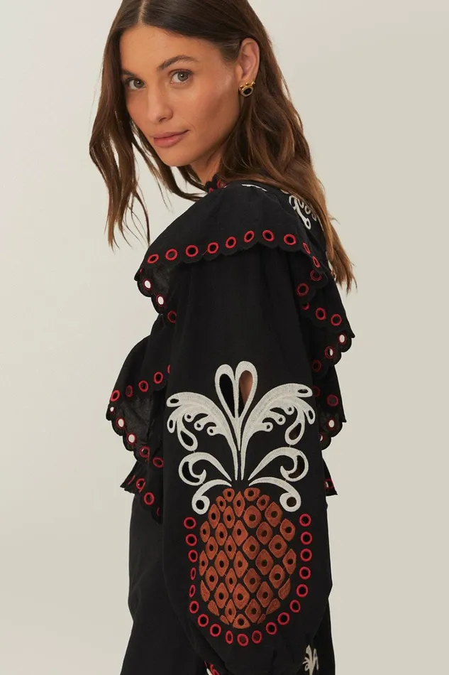 Women Maxi Dresses Farm Rio Cashew Mandala Richilieu Long Sleeve Maxi Dress