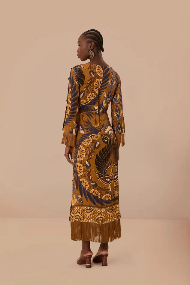 Women Maxi Dresses Farm Rio Gold Heart Forest Lenzing Ecovero Viscose Maxi Dress