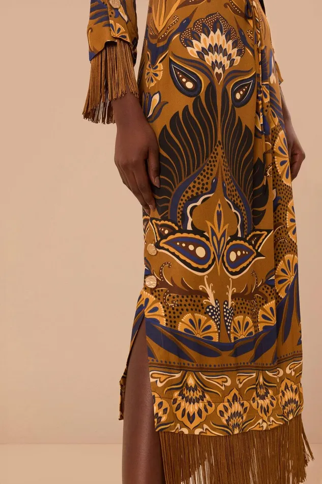 Women Maxi Dresses Farm Rio Gold Heart Forest Lenzing Ecovero Viscose Maxi Dress