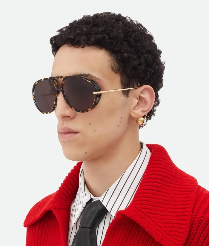 WomenMen Bottega Veneta Sunglasses Drop Aviator Sunglasses Havanagrey