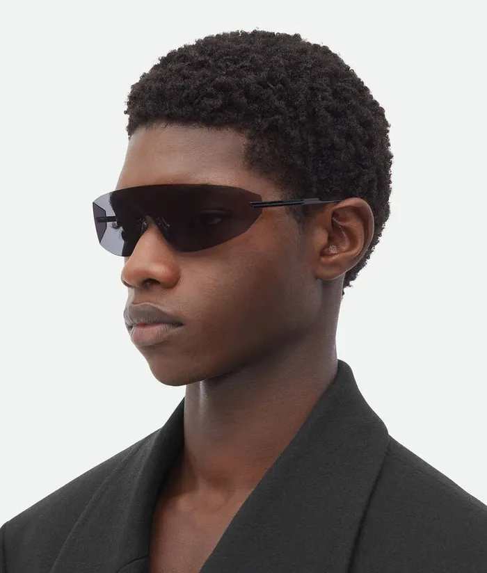 WomenMen Bottega Veneta Sunglasses Futuristic Shield Sunglasses Blacksmoke
