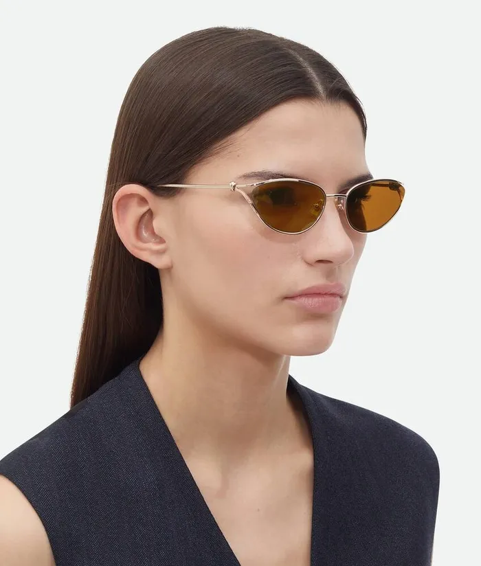 WomenMen Bottega Veneta Sunglasses Knot Cat Eye Sunglasses Goldbrown