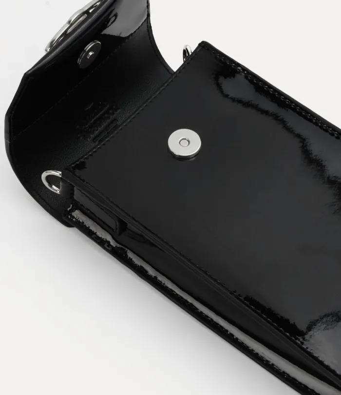 WomenMen Shiny Phone Bag Black Vivienne Westwood Crossbody Bags WomenMen Shiny Phone Bag Black Vivienne Westwood Crossbody Bags