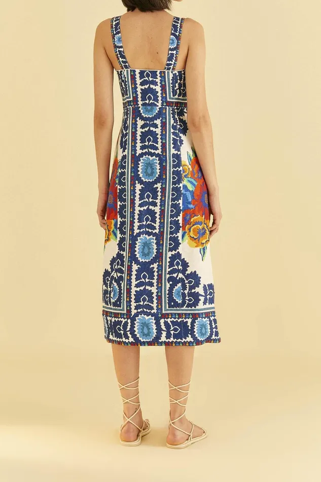 Women Midi Dresses Farm Rio OffWhite Flower Tapestry Midi Dress