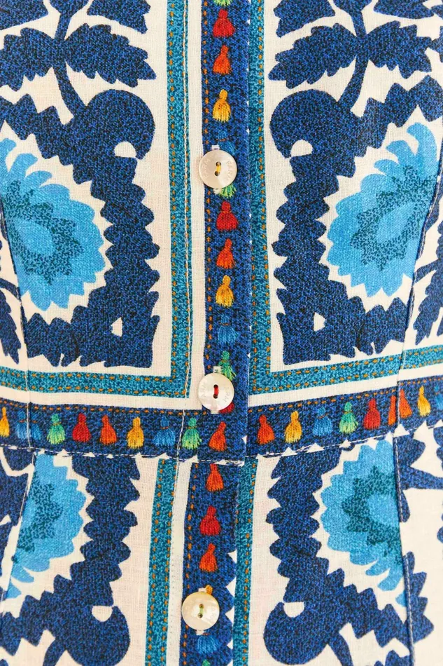 Women Midi Dresses Farm Rio OffWhite Flower Tapestry Midi Dress
