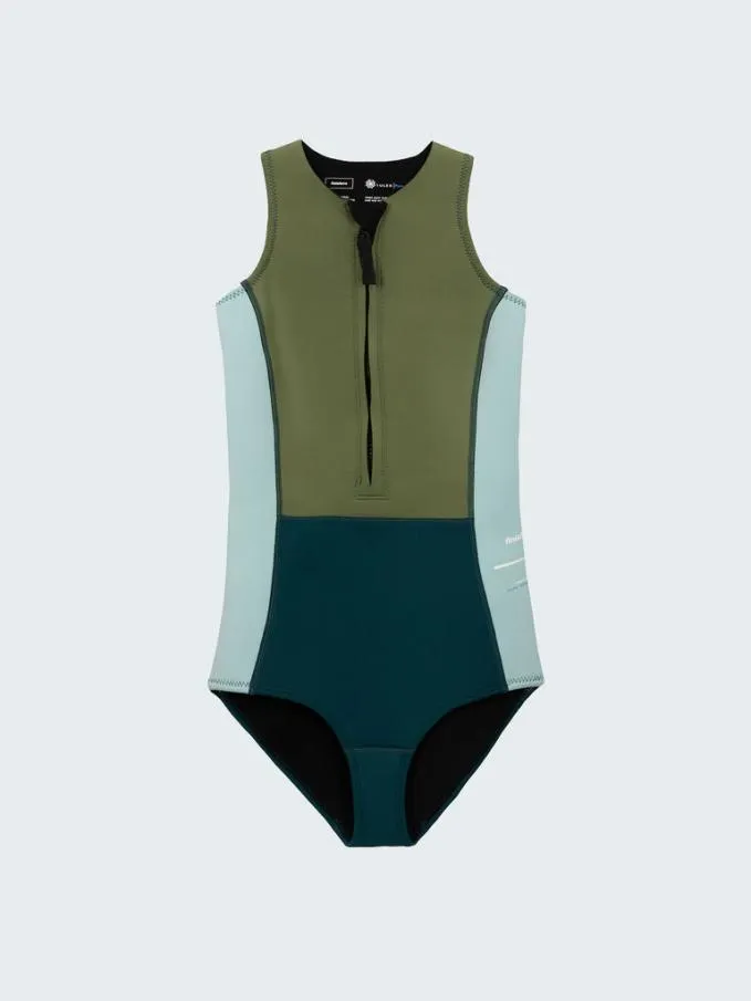 Women Nieuwland 2e Yulex Swimsuit Tealkhakiaqua Finisterre Swimwear and Bikinis