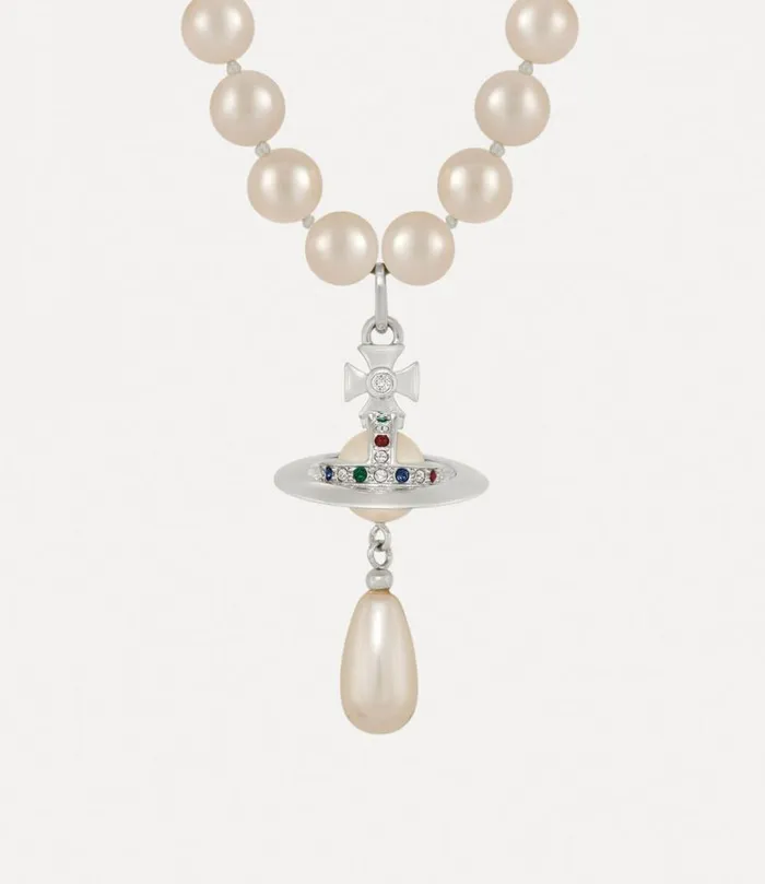 Women One Row Pearl Drop Choker Platinumpearlmulti Vivienne Westwood Necklaces Women One Row Pearl Drop Choker Platinumpearlmulti Vivienne Westwood Necklaces