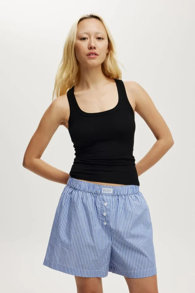 Women Pajamas Cotton On Sleep Recovery Racer Back Tank Top True Black