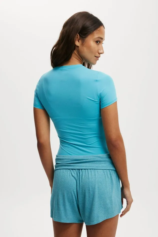 Women Pajamas Cotton On Sleep Recovery Roll Waist Short Coastline Blue Marle Women Pajamas Cotton On Sleep Recovery Roll Waist Short Coastline Blue Marle