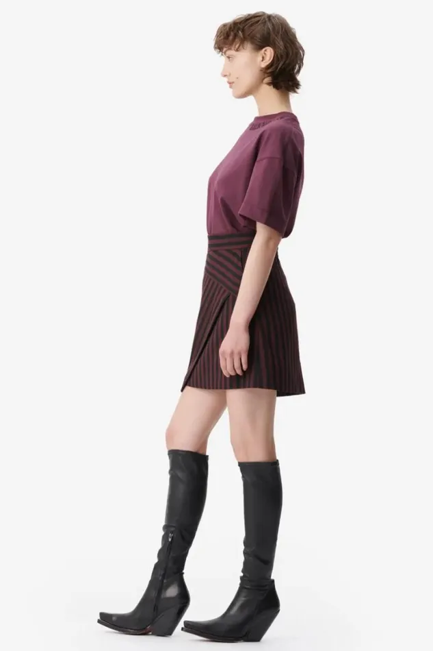 Women Pants and Skirts Lala Berlin Skirt Saki Polyester Mix Stripe Fudge