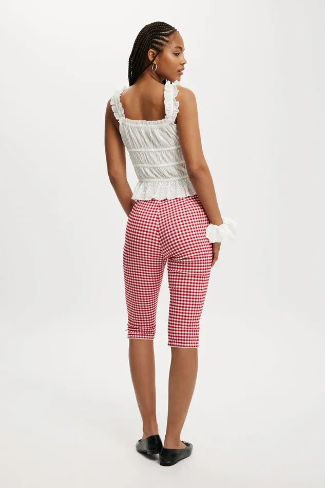 Women Pants Cotton On Corey Capri Pant Picnic Gingham Racer Red