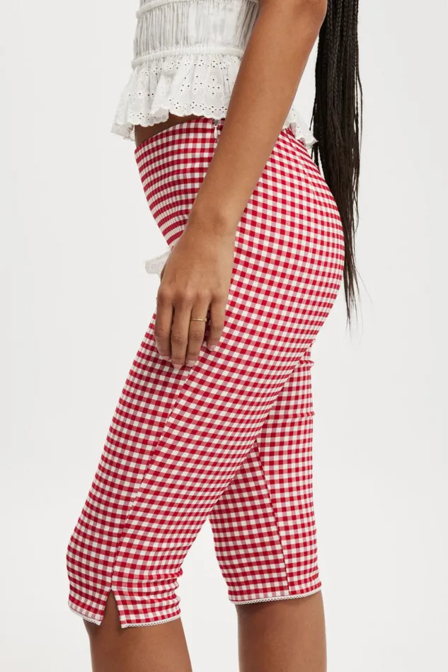 Women Pants Cotton On Corey Capri Pant Picnic Gingham Racer Red