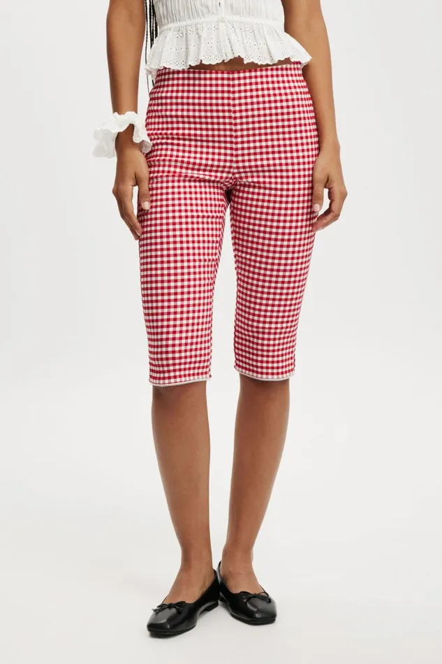 Women Pants Cotton On Corey Capri Pant Picnic Gingham Racer Red